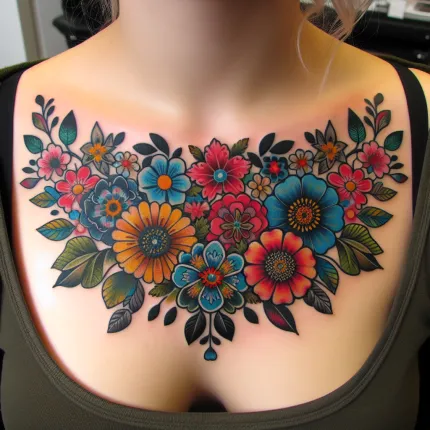 Татуировки между грудью: Искусство и Символизм Цветов